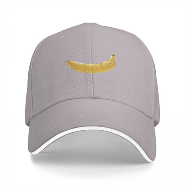 Black Baseball Cap With Banana Graphic Print