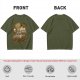 Olive T-Shirt with Fantasy Character Group Graphic Print