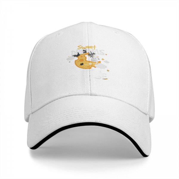 Black baseball cap with Sweet Dreams cheese moon and mouse graphic