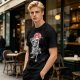 Olive T-shirt with Samurai Swordsman and Red Sun Print