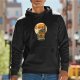 Black Hoodie With Whimsical Haunted House And Full Moon Artwork
