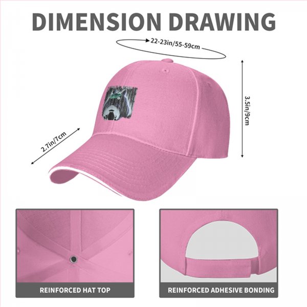 Black baseball cap with Totoro rainy forest graphic print