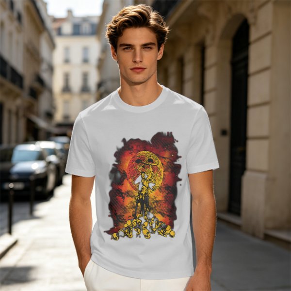 Olive T-Shirt With Fiery Skull Warrior Graphic Print
