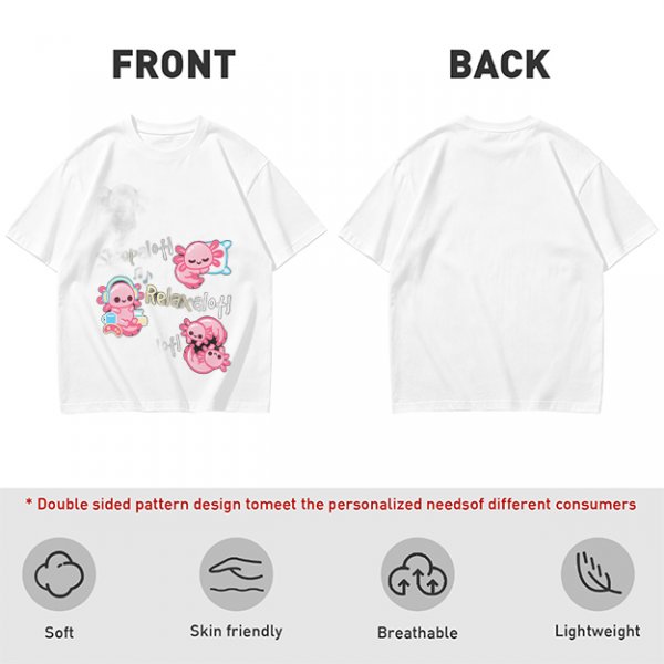 Olive T-Shirt With Cute Axolotl Relaxalotl Graphic Print