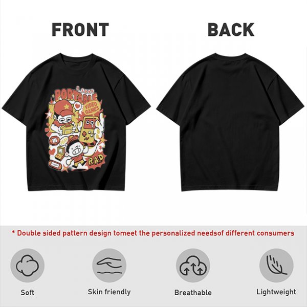 Olive T-Shirt With Retro Portable Video Games Cartoon Print