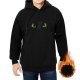 Black Hoodie With Glowing Green Cat Eyes Graphic