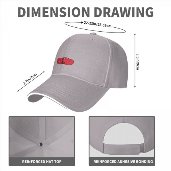 Black Baseball Cap With Red Split Bean Graphic Design