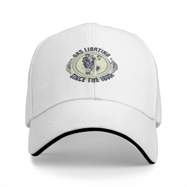 Black baseball cap with vintage Gas Lighting since 1800s graphic