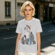 Olive T-shirt with whimsical forest spirit and children graphic print