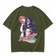 Olive Graphic T-Shirt with Muscular Figure Holding Red Device and Night Watch Text