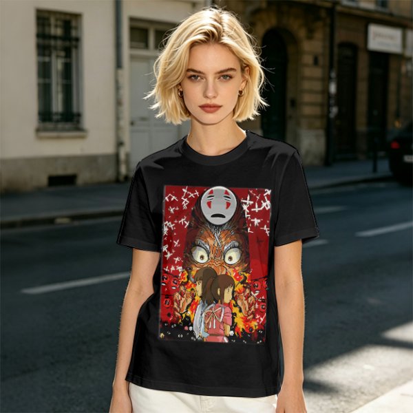 Spirited Away No Face and Chihiro Graphic Tee