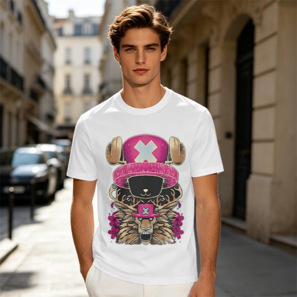 Olive T-Shirt with Tony Tony Chopper Lion Art Print