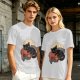Olive T-Shirt with Relaxed Black Cat Gaming Snack Print