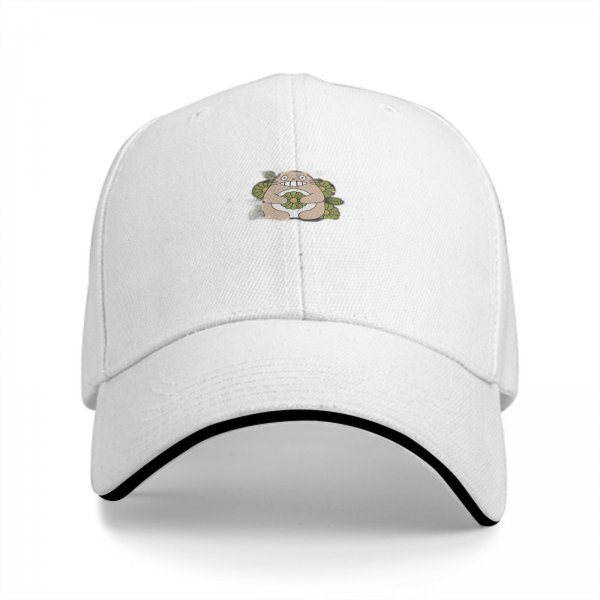 Black Baseball Cap With Cute Forest Spirit And Flower Print