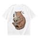 Olive T-Shirt Featuring a Ginger Cat Hugging a Skull