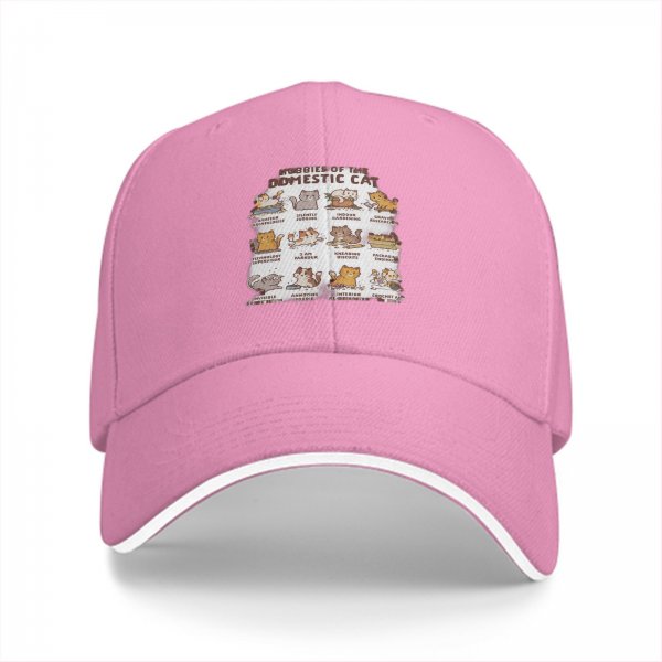 Black Baseball Cap With Domestic Cat Behavior Illustrations