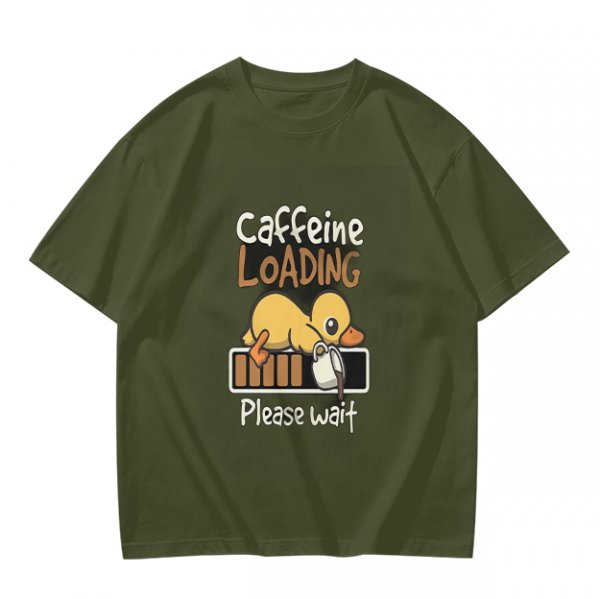 Caffeine Loading Duck Graphic T-Shirt for Coffee Lovers