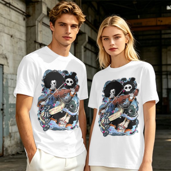 One Piece Brook Skull Musician Graphic Tee