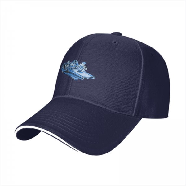 Black Baseball Cap With Blue Retro Car Graphic Print