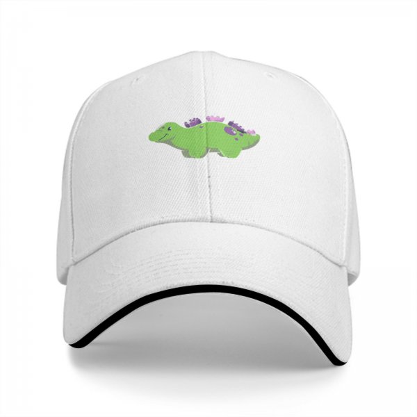 Black Baseball Cap With Cute Green Dinosaur Graphic