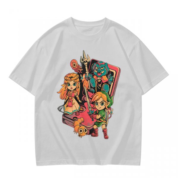 Olive t-shirt with The Legend of Zelda retro game characters print