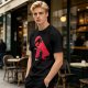 Olive T-Shirt With Black Cats And Red Panther Signal Graphic