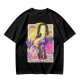 Oriental anime character graphic olive green casual t-shirt