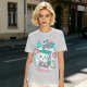 Olive t-shirt with a cartoon apple juice box skeleton graphic
