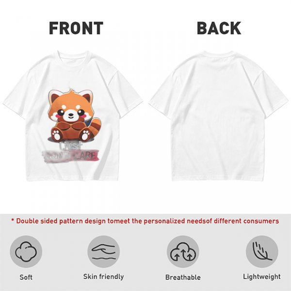 Olive T-Shirt with Cute Red Panda and I Just Don't Care Print