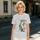 Olive T-shirt with Dancing Rainbow Unicorn Graphic Print