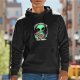 Black Hoodie with Alien Just Here For The Pizza Graphic