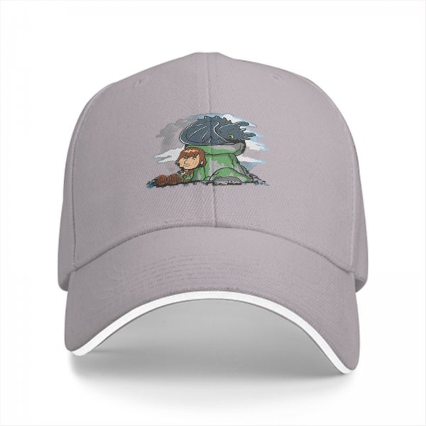 Black Baseball Cap Featuring How to Train Your Dragon Hiccup and Toothless Art