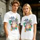 My Neighbor Totoro Graphic T-Shirt with Anime Characters and Leaves