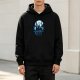 Black hoodie with night dragon silhouette against full moon graphic