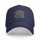 Black baseball cap with 'You Go Outdoors I Have Pizza And Movies' print