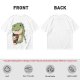 Olive T-shirt with Cute Dinosaur Holding Coffee Print