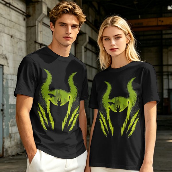 Olive Green T-Shirt With Monster Horned Claw Graphic Print