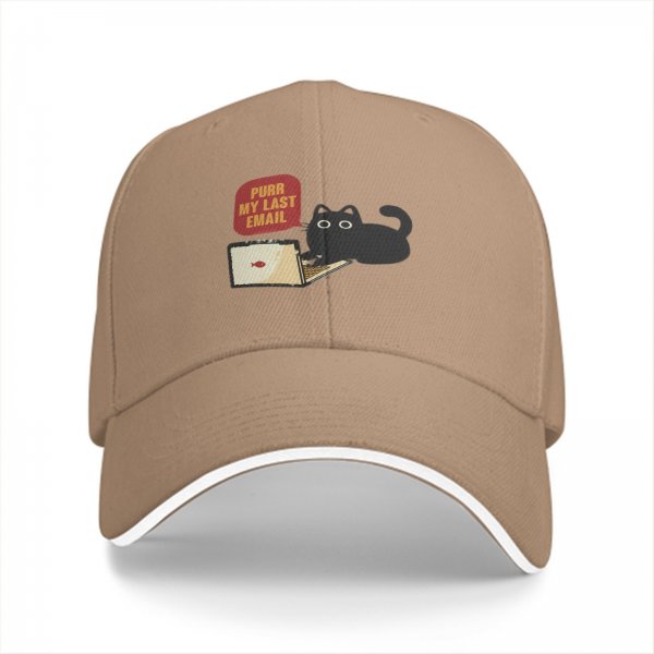 Black Baseball Cap With Funny Cat Purr My Last Email Laptop Print