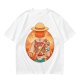 Olive T-Shirt Featuring Anime Character With Straw Hat Back View