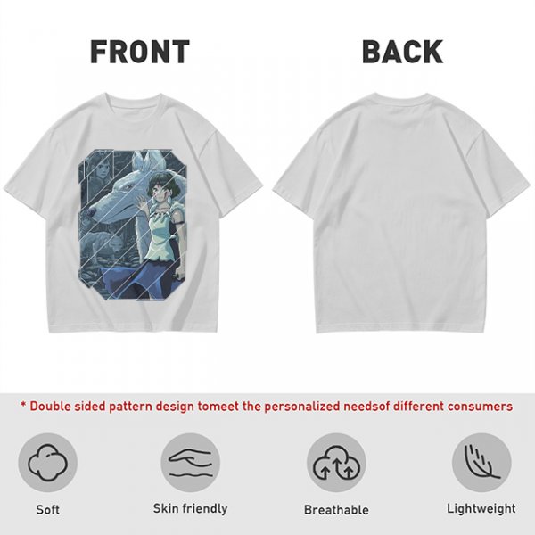 Olive T-Shirt Featuring Princess Mononoke Wolf Artwork