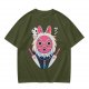 Olive T-Shirt with Princess Mononoke Mask and Kodama Print