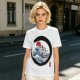 Olive T-shirt with Great Wave Enso Circle and Red Sun Print