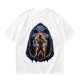 Olive T-Shirt with Muscular Hero Emerging from Hooded Figure Art