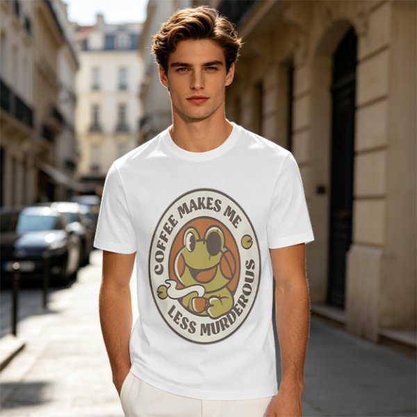 Coffee Makes Me Less Murderous Frog Graphic T-Shirt