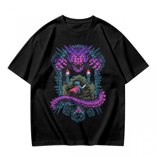 Dungeon Dragon and Warrior Graphic T-Shirt for Fantasy Game Fans