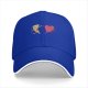 Black baseball cap with dancing pizza slice and pink heart design