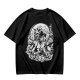 Oni Mask Samurai Floral Graphic Olive T-Shirt
