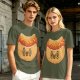 Olive T-Shirt With Cute Cartoon Hot Dog Graphic Print
