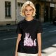 Olive Green T-Shirt With Pink Whimsical Graphic Print