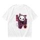 Olive T-Shirt with Skull Cat Ice Cream Graphic Print